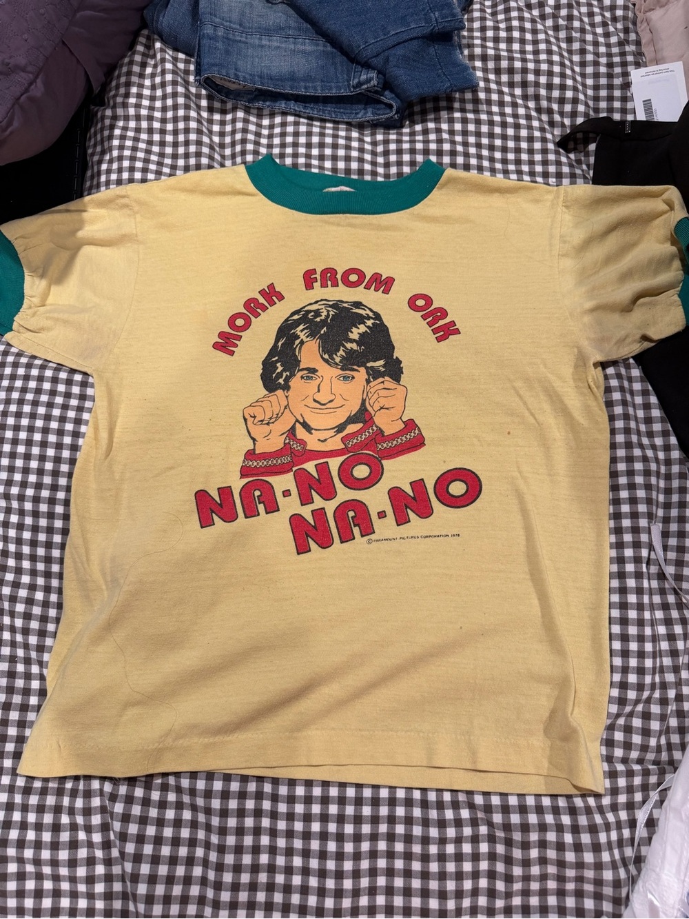 Mork from Ork women Yellow Graphic Tee with Green Trim